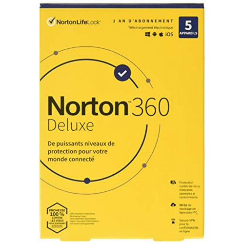 Norton - 360 Deluxe - 5 appareils - 1 an - Antivirus et Sécurité