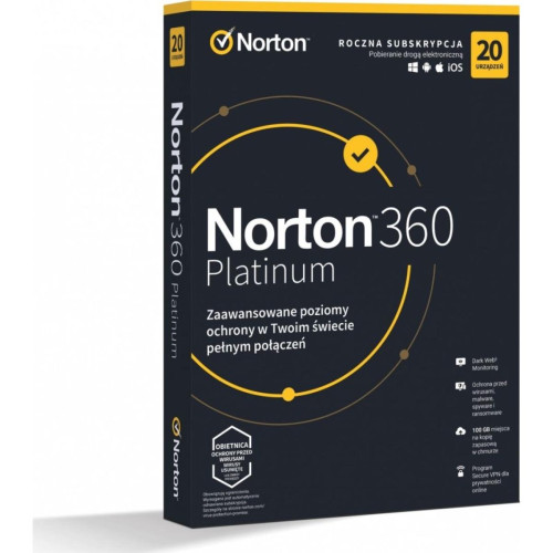 Norton - Norton 360 Platinum 20 appareils 12 mois (21427517) - Antivirus et Sécurité