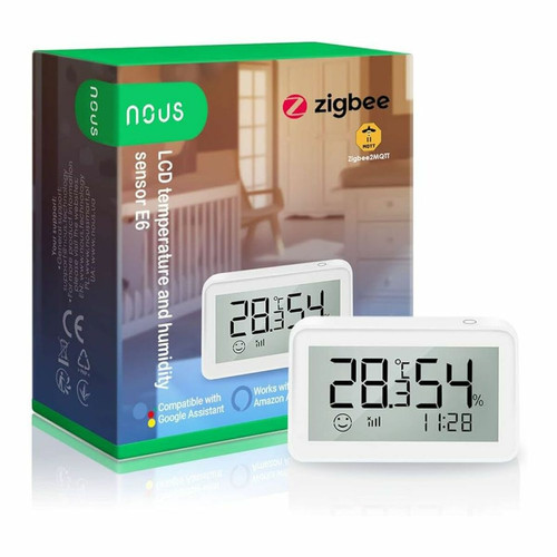 Détecteur connecté Nous Capteur de température et d'humidité LCD Zigbee 3.0 - NOUS-E6 - NOUS