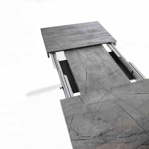 Tables à manger Table extensible 3 mètres grise effet pierre DOMINO