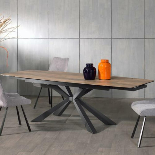 Nouvomeuble - Table extensible en céramique effet bois MADONE Nouvomeuble   - Table extensible 12 personnes