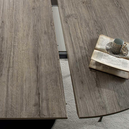 Nouvomeuble Table ronde extensible couleur bois CESARIO
