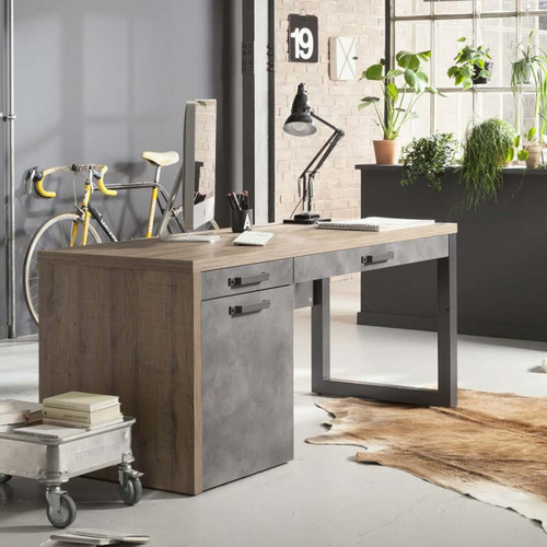 office24 - Bureau en bois pour bureau et étude avec tiroirs design Logan office24 - Mobilier de bureau Jaune