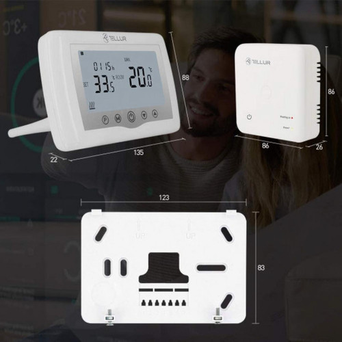 Thermostat Thermostat Tellur WiFi, chauffage central, blanc