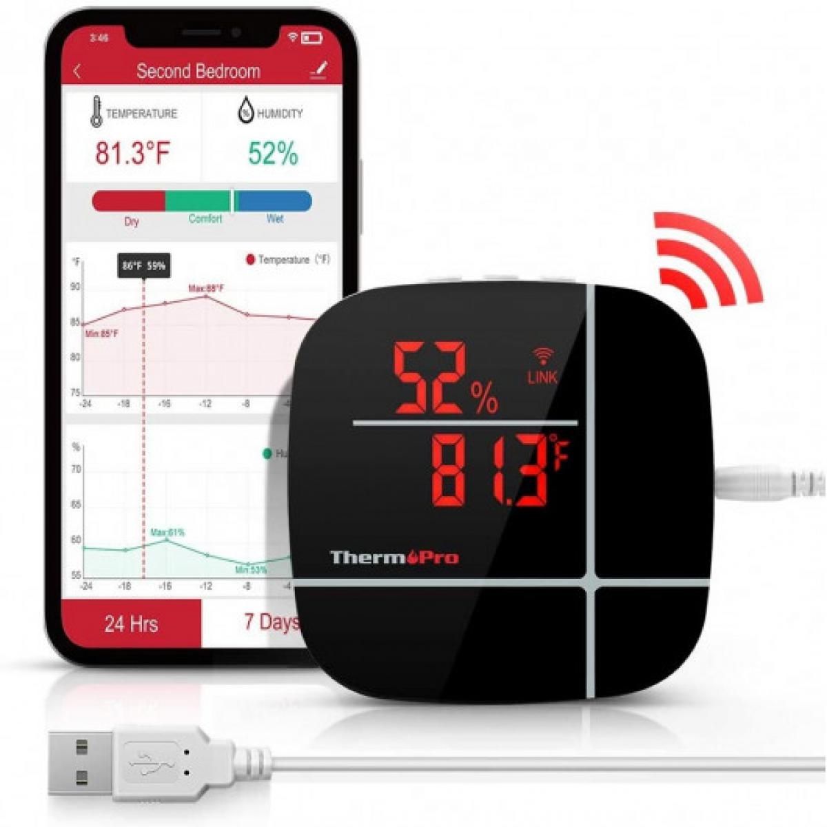 Thermomètre connecté Ofs Selection Capteur ThermoPro TP90, température et humidité