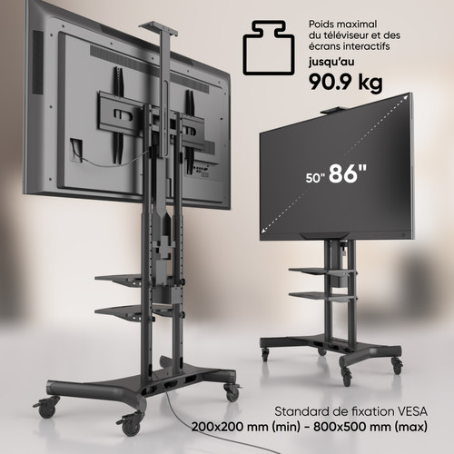 Onkron TS1881 eLift, Support à roulettes pour des écrans de 50" à 86", 90 kg max