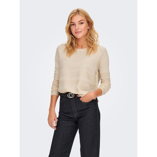 Only - Pull en maille Col rond Manches longues beige Fern - Pull femme