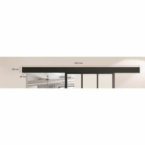 Optimum OPTIMUM - Kit porte coulissante + rail + bandeau Atelier - H 204 x L 93 x P 4 cm - Noir verre transparent