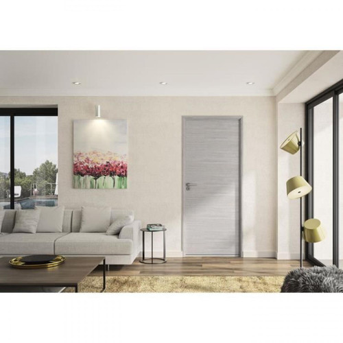 Optimum - OPTIMUM Bloc Porte ajustable décor chene gris clair BILBAO - 204 x 73 cm - Droit - Menuiserie