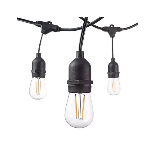 Optonica - Guirlande Guinguette Noire Suspendue IP44 14,4m pour 15 Ampoules E27 Optonica  - Guirlandes lumineuses LED