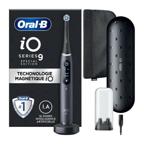 Oral-B - Brosse a Dents Électrique Oral-B iO 9 - Noire - connectée Bluetooth, 1 Brossette, 1 Étui De Voyage Chargeur, 1 Pochette Magn Oral-B  - Soldes Aspirateur, nettoyeur