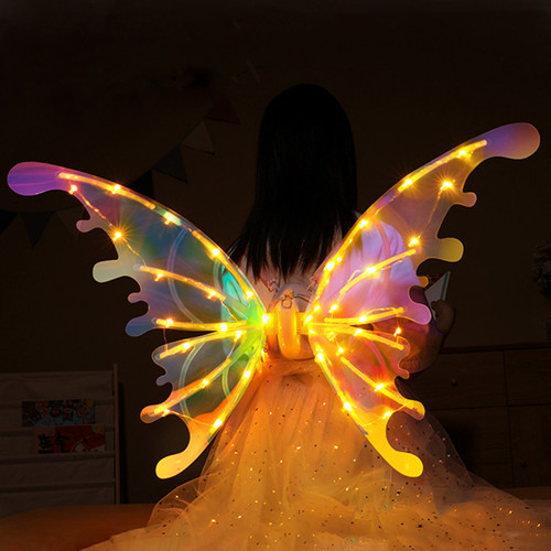 Other - Ailes de papillon électriques de Costume, ailes lumineuses d'elfe pour chien d'enfants avec des accessoires de déguisement brillants et brillants de musique (lumières jaunes) Other  - Accessoire lumineux