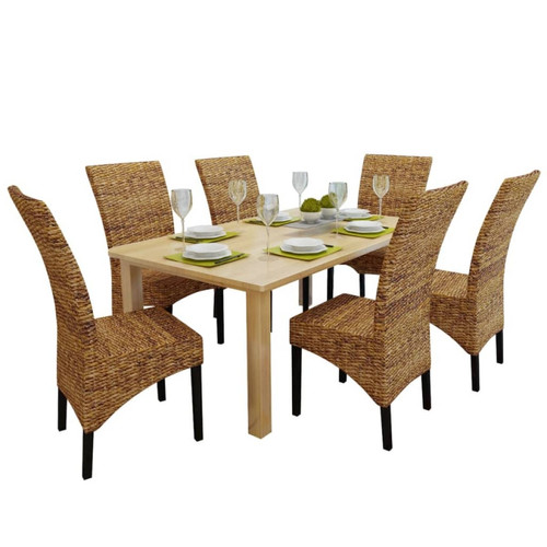 Maison Chic - Lot de 6 Chaises à manger,Chaise pour cuisine bois solide de manguier et abaca -MN93541 Maison Chic  - Lot 6 chaises marron
