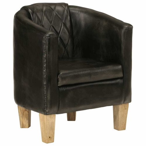 Maison Chic - Fauteuil relax,Chaise pour salon cabriolet gris cuir véritable -MN42974 Maison Chic  - Fauteuils Moderne