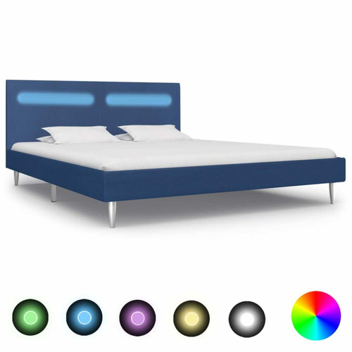 Maison Chic - Lit adulte - Cadre de lit avec LED,Structure du lit Contemporain Bleu Tissu 180 x 200 cm -MN37115 Maison Chic  - Maison Bleu petrole