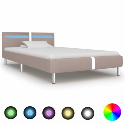 Maison Chic - Lit adulte - Cadre de lit avec LED,Structure du lit Contemporain Cappuccino Similicuir 90 x 200 cm -MN55486 Maison Chic - Lit paiement en plusieurs fois