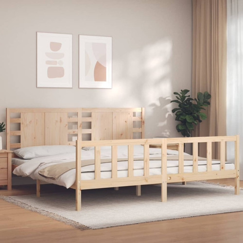 Maison Chic - Lit adulte - Cadre Structure de lit avec tête de lit Contemporain 200x200 cm bois massif -MN25095 Maison Chic  - Cadres de lit