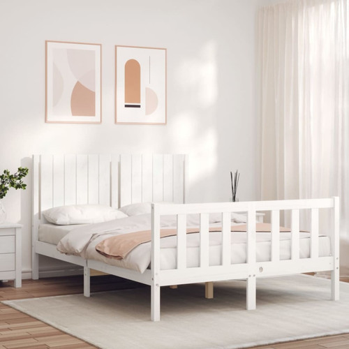 Maison Chic - Lit adulte - Cadre Structure de lit avec tête de lit Contemporain blanc 140x200 cm bois massif -MN30104 Maison Chic  - Maison
