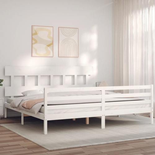Maison Chic - Lit Super King - Cadre de lit avec tête de lit blanc bois massif -MN27957 Maison Chic  - Lit 2 personnes Cadres de lit