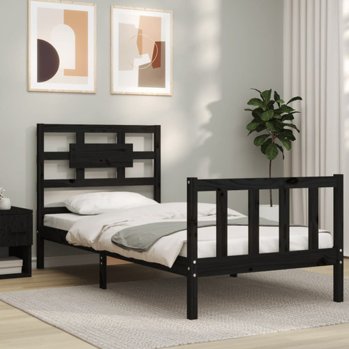 Maison Chic - Lit adulte - Cadre Structure de lit avec tête de lit Contemporain noir simple bois massif -MN46228 Maison Chic  - Maison