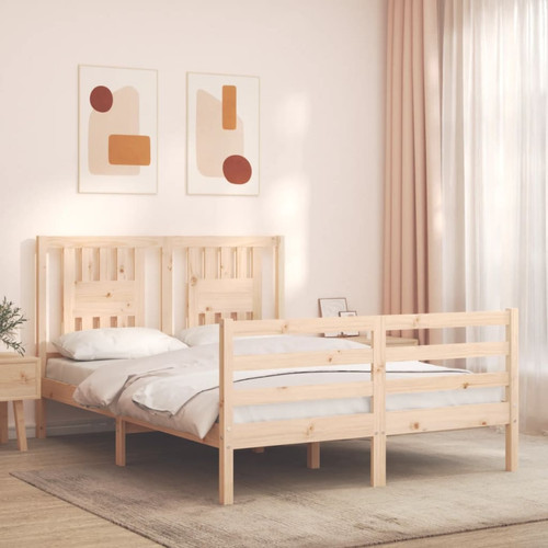Maison Chic - Lit petit double - Cadre de lit avec tête de lit Contemporain pour adulte bois massif -MN12206 Maison Chic  - Lit 2 personnes Cadres de lit