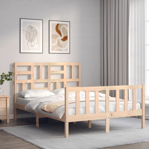 Maison Chic - Lit petit double - Cadre de lit avec tête de lit Contemporain pour adulte bois massif -MN35382 Maison Chic  - Bonnes affaires Cadres de lit