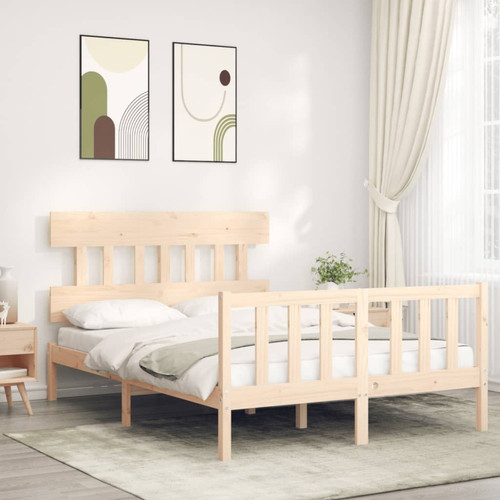 Maison Chic - Lit petit double - Cadre de lit avec tête de lit Contemporain pour adulte bois massif -MN79975 Maison Chic  - Bonnes affaires Cadres de lit