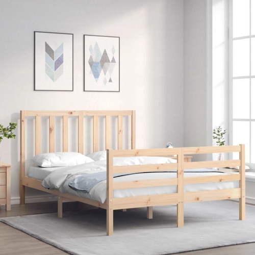 Maison Chic - Lit petit double - Cadre de lit avec tête de lit Contemporain pour adulte bois massif -MN46235 Maison Chic  - Lit 2 personnes Cadres de lit