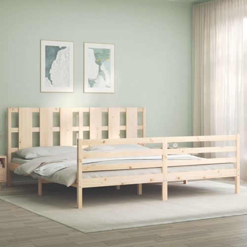 Maison Chic - Lit super king - Cadre de lit avec tête de lit Contemporain pour adulte bois massif -MN71670 Maison Chic  - Bonnes affaires Cadres de lit