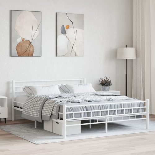 Maison Chic - Lit adulte - Lit simple Cadre de lit,Structure du lit Contemporain Blanc Métal 160 x 200 cm -MN26258 Maison Chic - Lit paiement en plusieurs fois
