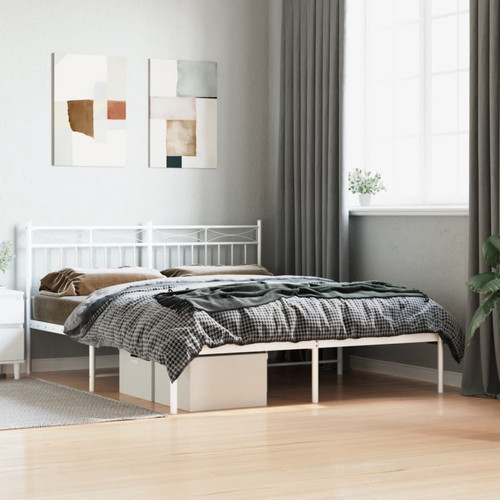 Maison Chic - Lit adulte 150x200cm- Cadre de lit métal avec tête de lit pour chambre blanc -MN31128 Maison Chic  - Cadres de lit