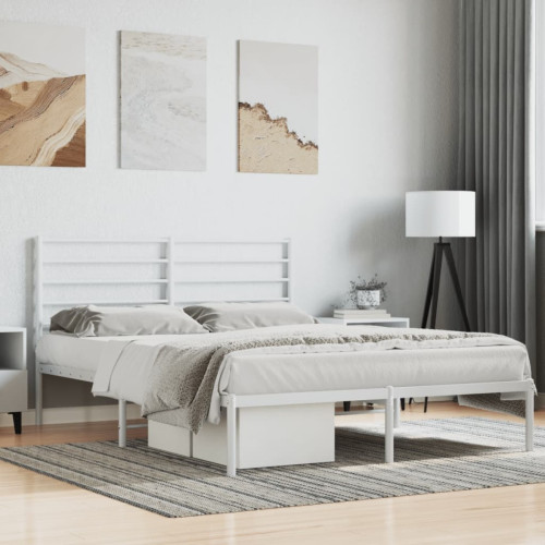 Cadres de lit Maison Chic Lit adulte - Cadre de lit métal avec tête de lit pour chambre blanc 140x190 cm -MN86982