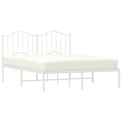 Maison Chic Lit adulte 150x200cm- Cadre de lit métal avec tête de lit pour chambre blanc -MN51876
