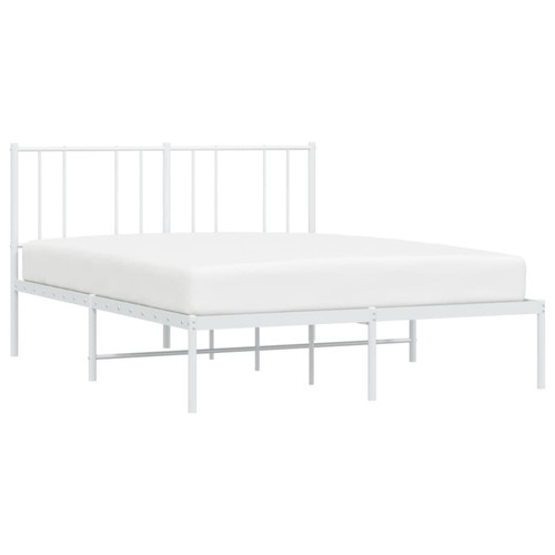 Maison Chic Lit adulte - Cadre de lit métal avec tête de lit pour chambre blanc 140x190 cm -MN34190