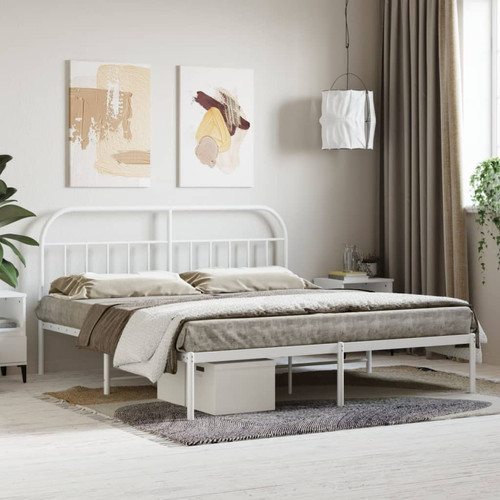 Maison Chic - Lit adulte 160x200cm- Cadre de lit métal avec tête de lit pour chambre blanc -MN97568 Maison Chic  - Cadres de lit