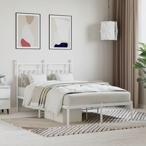 Maison Chic - Lit adulte - Cadre de lit métal avec tête de lit pour chambre blanc 120x190 cm -MN70653 Maison Chic  - Lit 120 x 190 cm avec rangement