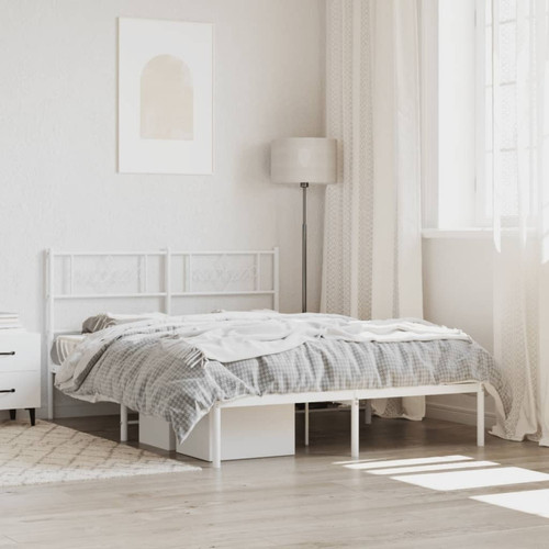 Maison Chic - Lit adulte - Cadre de lit métal avec tête de lit pour chambre blanc 120x190 cm -MN29134 Maison Chic  - Cadres de lit Blanc casse