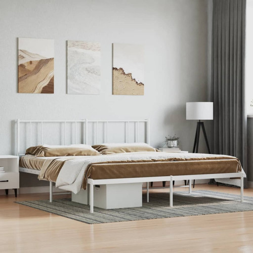 Cadres de lit Maison Chic Lit adulte - Cadre de lit métal avec tête de lit,Structure du lit Contemporain pour chambre blanc 180x200 cm -MN11625