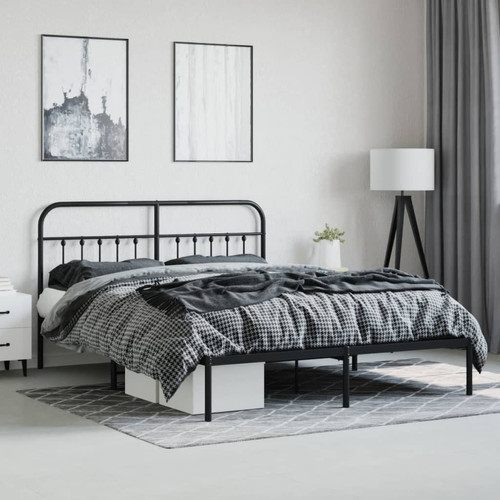 Cadres de lit Lit adulte - Cadre de lit métal avec tête de lit,Structure du lit Contemporain pour chambre noir 183x213 cm -MN94366