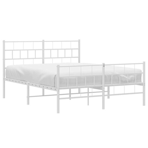 Maison Chic Lit adulte - Lit simple Cadre de lit métal avec tête de lit/pied de lit,Structure du lit Contemporain pour chambre blanc 120x190cm -MN72982