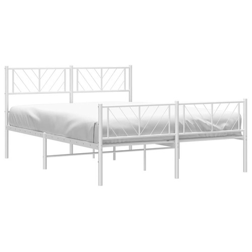 Maison Chic Lit adulte - Lit simple Cadre de lit métal avec tête de lit/pied de lit,Structure du lit Contemporain pour chambre blanc 120x190cm -MN61557