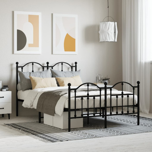 Cadres de lit Maison Chic Lit adulte - Lit simple Cadre de lit métal avec tête de lit/pied de lit,Structure du lit Contemporain pour chambre noir 120x190 cm -MN75382