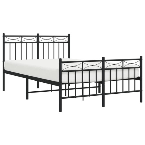 Maison Chic Lit adulte - Lit simple Cadre de lit métal avec tête de lit/pied de lit,Structure du lit Contemporain pour chambre noir 120x190 cm -MN72776