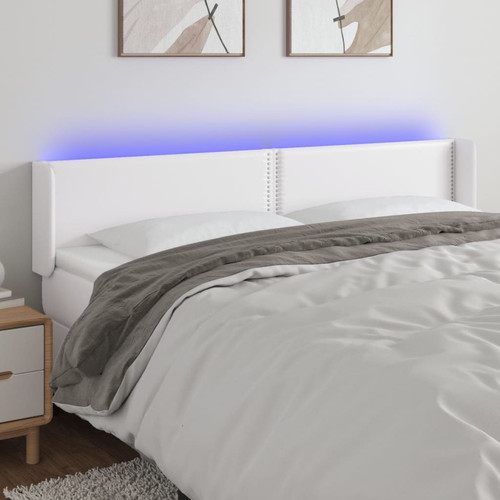 Maison Chic - Tête de lit scandinave à LED,meuble de chambre Blanc 183x16x78/88 cm Similicuir -MN38943 Maison Chic  - Literie