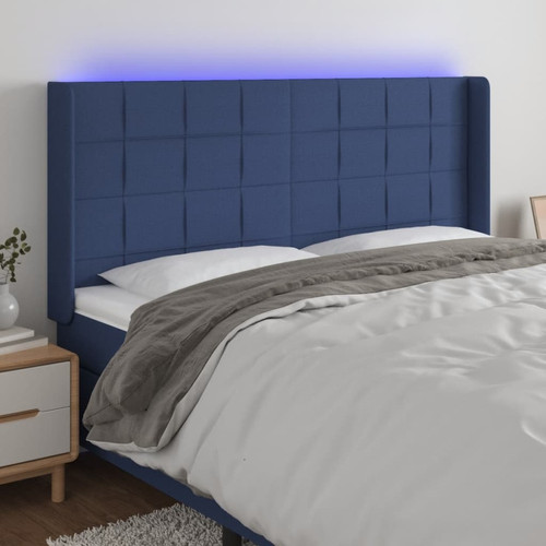 Maison Chic - Tête de lit scandinave à LED,meuble de chambre Bleu 163x16x118/128 cm Tissu -MN70040 Maison Chic - Têtes de lit