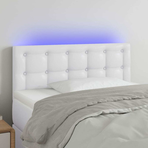 Têtes de lit Maison Chic Tête de lit scandinave à LED,meuble de chambre Blanc 80x5x78/88 cm Similicuir -MN51354