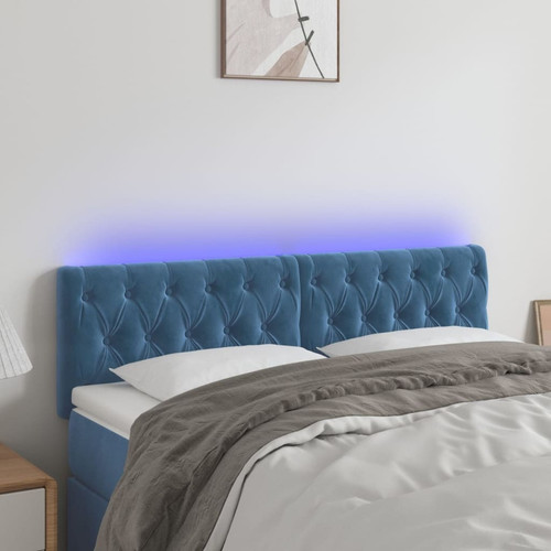 Maison Chic - Tête de lit scandinave à LED,meuble de chambre Bleu foncé 144x7x78/88 cm Velours -MN72856 Maison Chic  - Chambre et literie Maison