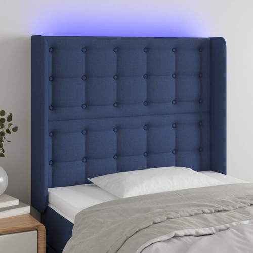 Maison Chic - Tête de lit scandinave à LED,meuble de chambre Bleu 83x16x118/128 cm Tissu -MN90537 Maison Chic  - Têtes de lit