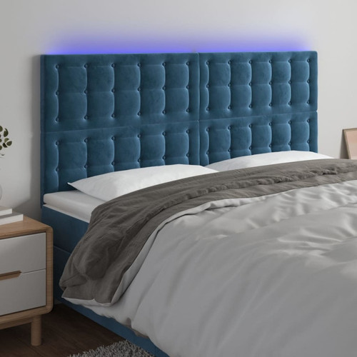 Maison Chic - Tête de lit scandinave à LED,meuble de chambre Bleu foncé 160x5x118/128 cm Velours -MN48916 Maison Chic  - Literie