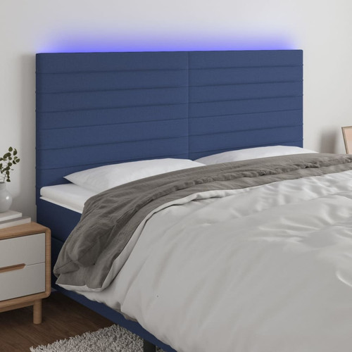 Maison Chic - Tête de lit scandinave à LED,meuble de chambre Bleu 200x5x118/128 cm Tissu -MN37386 Maison Chic - Lit paiement en plusieurs fois